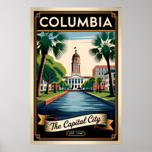 Vintage Columbia South Carolina The Capital City Poster