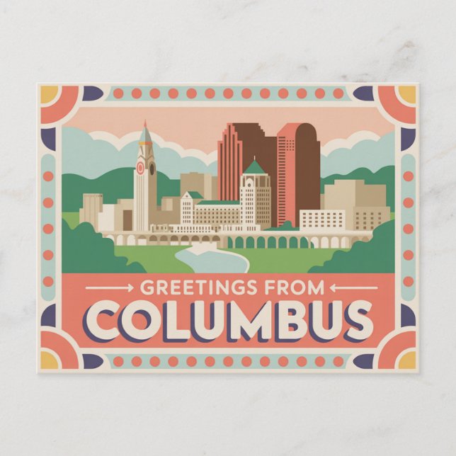 Vintage Columbus Postcard | Greetings from (Front)