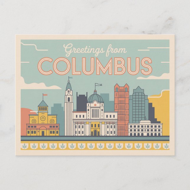 Vintage Columbus Postcard | Greetings from (Front)