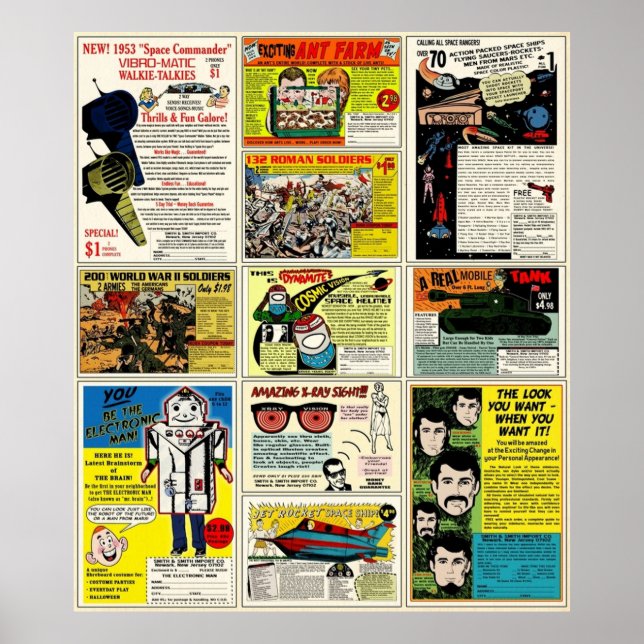 Vintage Comic Ads Poster (Front)