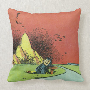 Vintage Comic Art "Sleeping Kat" Throw Pillow