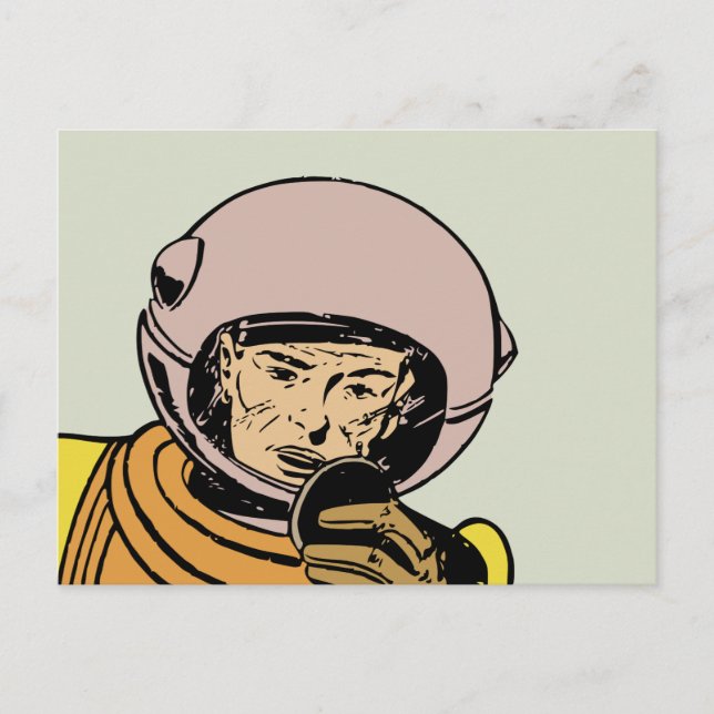 Vintage Comic Book Astronaut Hero Postcard (Front)