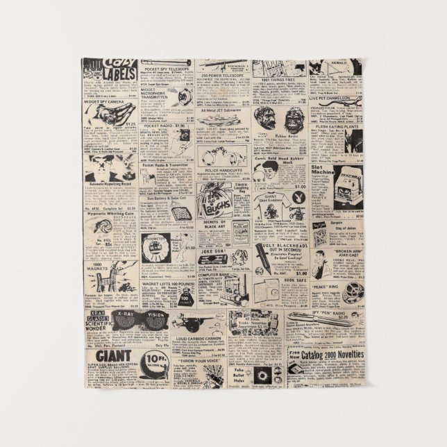 Vintage Comic Book Classified Ad Page Tapestry (Front)