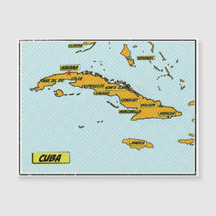 Vintage Comic Book Map Of Cuba