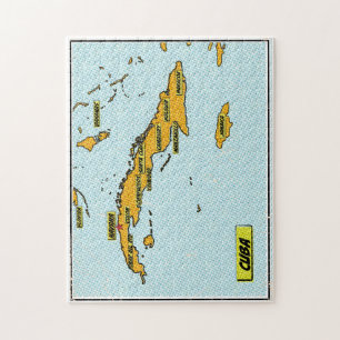 Vintage Comic Book Map Of Cuba Jigsaw Puzzle