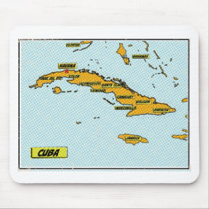 Vintage Comic Book Map Of Cuba Mouse Mat