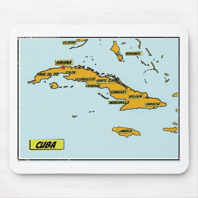 Vintage Comic Book Map Of Cuba Mouse Mat (Front)