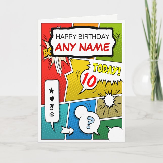 Vintage Comic Book Personalised Birthday Card (Front)