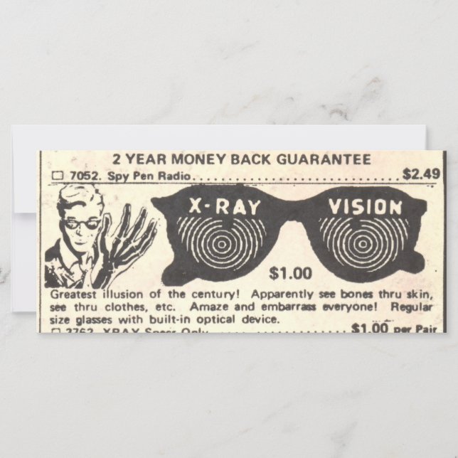 Vintage Comic Book X-Ray Specs Note Card (Front)