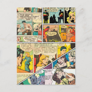 Vintage Comic Layout Boxing Journalist Romance Announcement Postcard