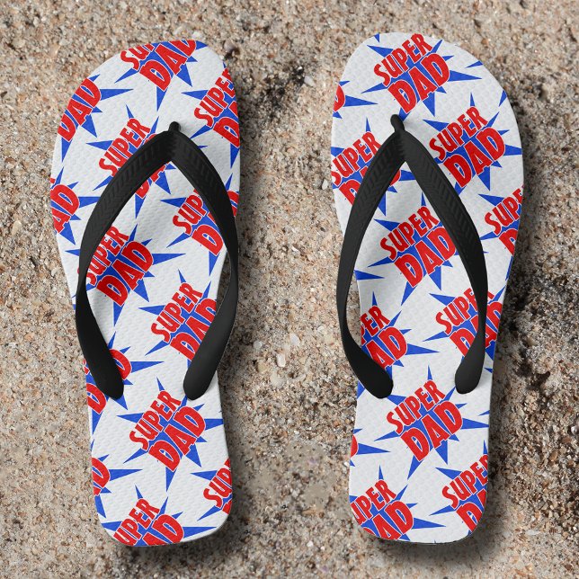 Vintage Comic Super Dad Father's Day Flip Flops (Creator Uploaded)