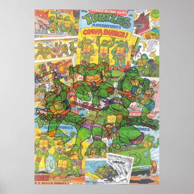 Vintage Comic Teenage Mutant Hero Turtles Poster (Front)