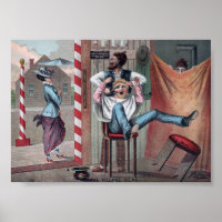 Vintage Comical Barber Shop Illustration Poster