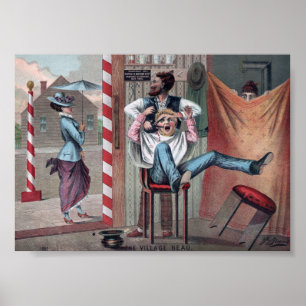 Vintage Comical Barber Shop Illustration Poster