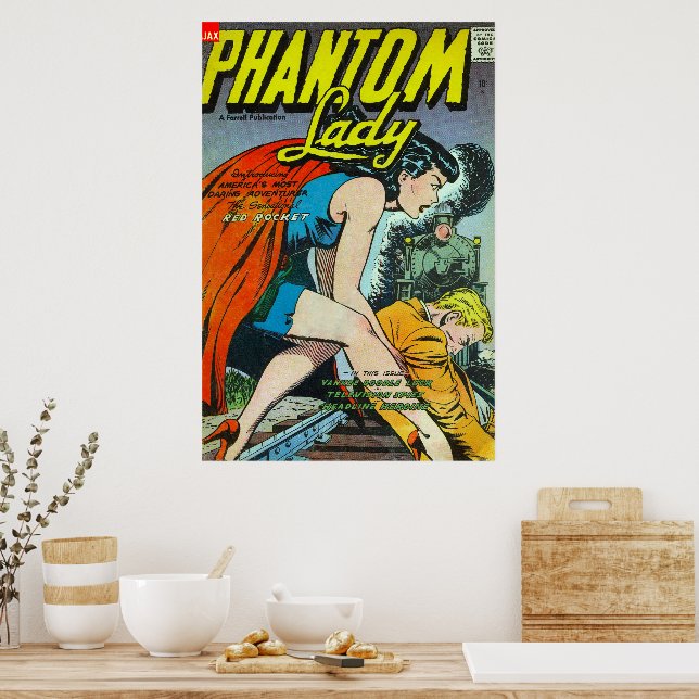 Vintage Comics Fantasy Phantom Lady Poster (Kitchen)