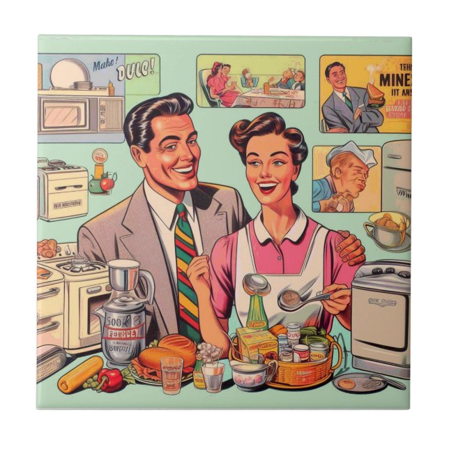Vintage Comics Retro Restaurant Tile (Front)
