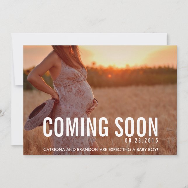 Vintage Coming Soon Photo Pregnancy Announcement (Front)