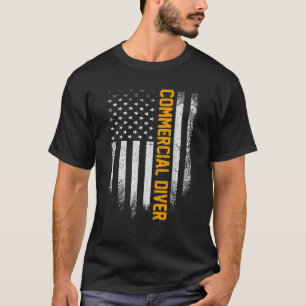 Vintage Commercial Diver Distressed American Flag T-Shirt