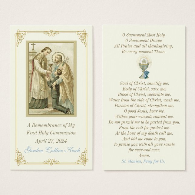Vintage Communion Catholic Remembrance Holy Card (Front & Back)