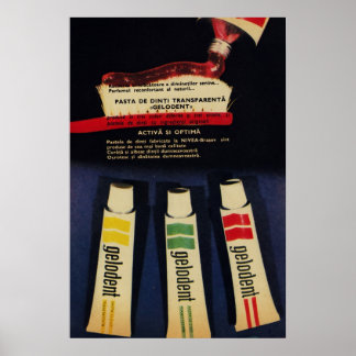 Vintage communist 1970 Toothpaste ad, GELODENT Poster