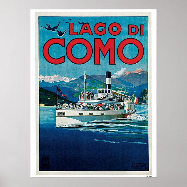 Vintage Como Lake Italian travel advert Poster (Front)