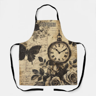 Vintage Compass & Butterfly - Rustic Paper (1) Apron