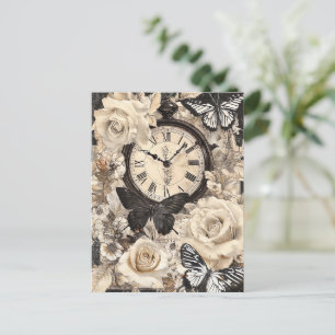 Vintage Compass & Butterfly - Rustic Paper (4) Postcard