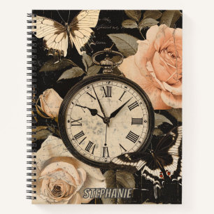 Vintage Compass & Butterfly - Rustic Paper (5) Notebook