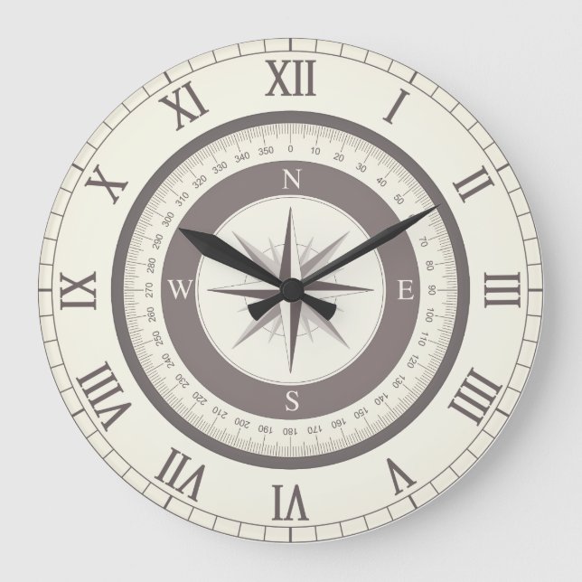 Vintage Compass Clock (static compass graphic) (Front)