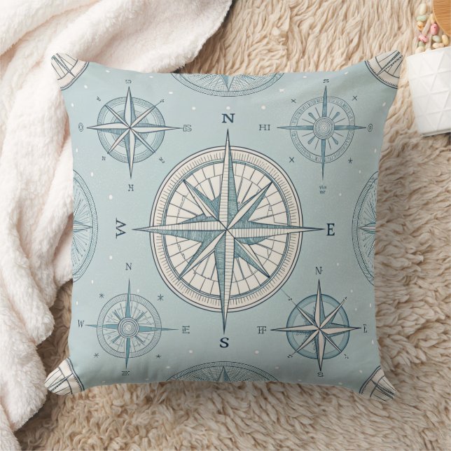 Vintage Compass Nautical Seamless Pattern (1) Cushion (Blanket)