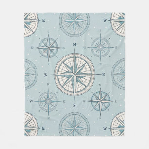 Vintage Compass Nautical Seamless Pattern (1) Fleece Blanket