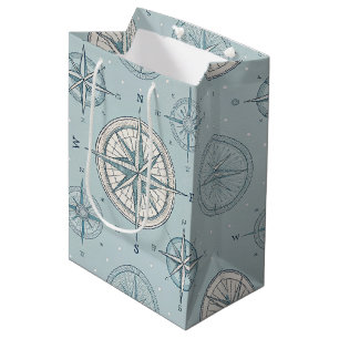 Vintage Compass Nautical Seamless Pattern (1) Medium Gift Bag