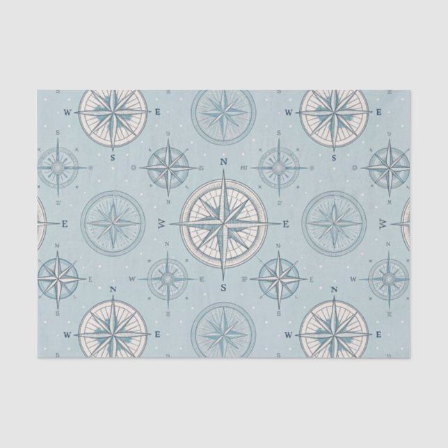 Vintage Compass Nautical Seamless Pattern (1) Tissue Paper (Front)