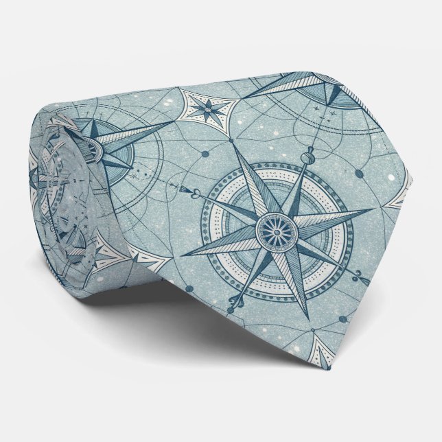 Vintage Compass Nautical Seamless Pattern (2) Tie (Rolled)