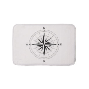 Vintage Compass Rose  Bath Mat