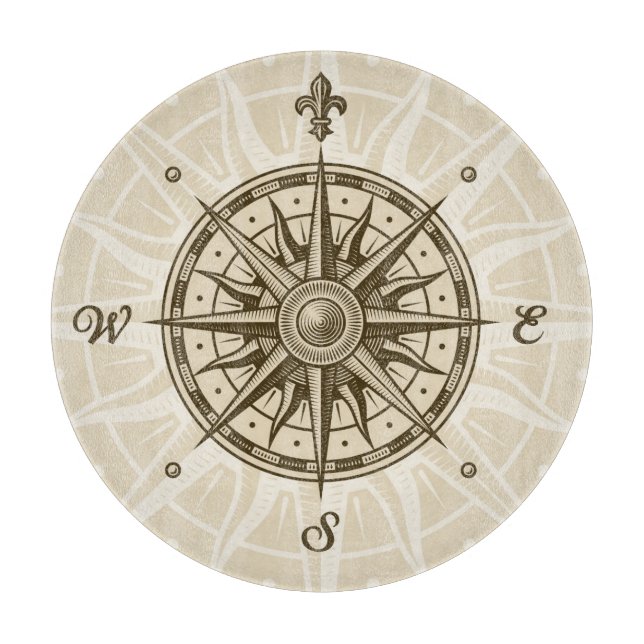 Vintage Compass Rose Cutting Board (Front)
