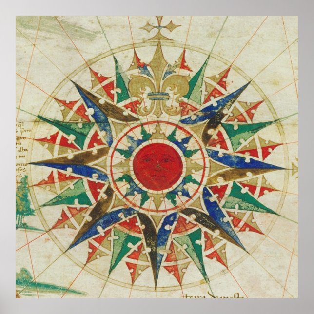 Vintage Compass Rose Diagram (1502) Poster (Front)