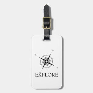Vintage Compass Rose Explore Luggage Tag