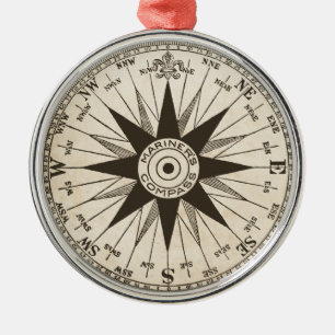 Vintage Compass Rose Metal Tree Decoration