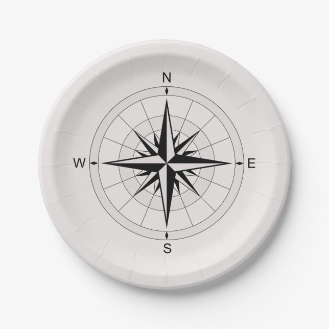 Vintage Compass Rose  Paper Plate (Front)