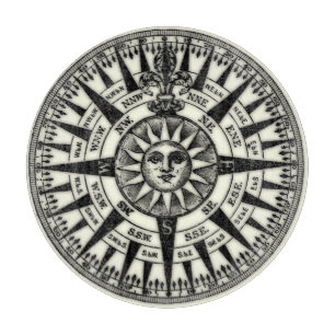 Vintage Compass Rose Sun Cutting Board