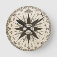 Vintage Compass Rose Wall Clock