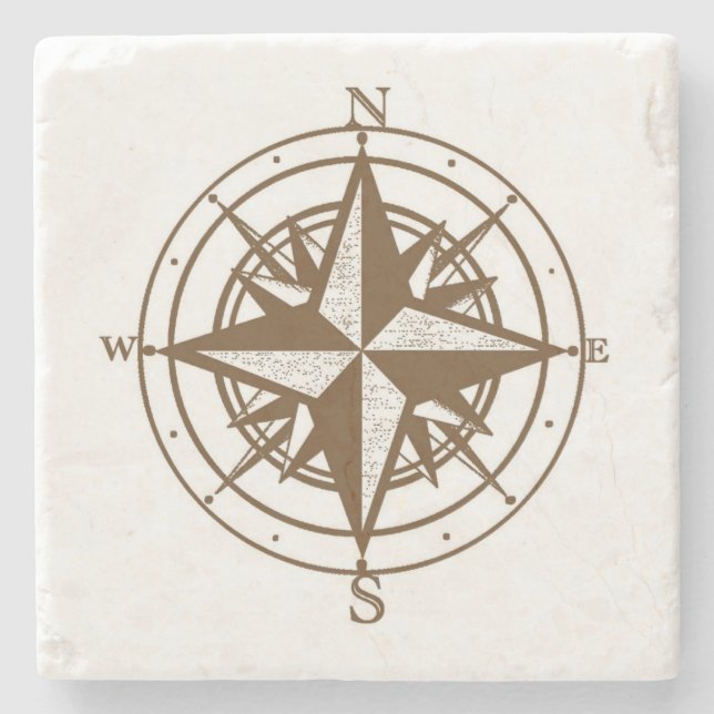 Vintage Compass Stone Coaster (Front)