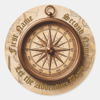 Vintage Compass Travel Adventure Sticker