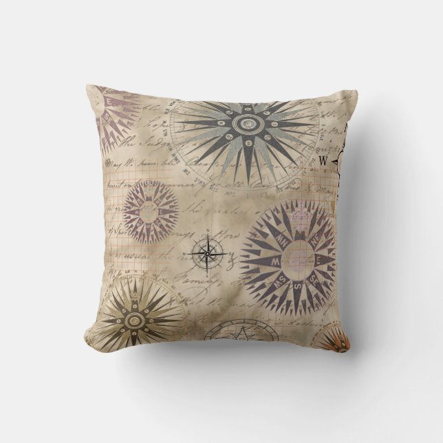 Vintage Compass Travel Cushion (Front)