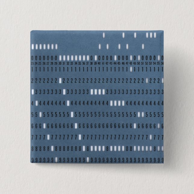 Vintage Computer Punched Card 15 Cm Square Badge (Front)