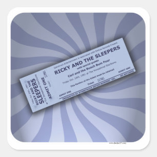 Vintage Concert Ticket Digital Art Music Fun Square Sticker