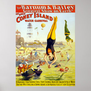 VIntage Coney Island Circus Water Carnival Poster