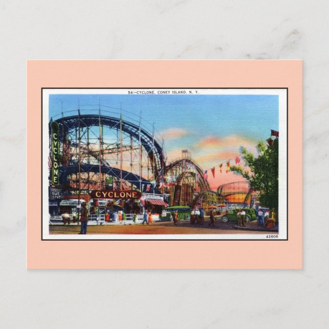Vintage Coney Island cyclone Postcard (Front)