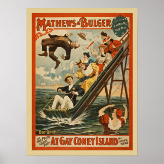 Vintage Coney Island Fun Time Poster